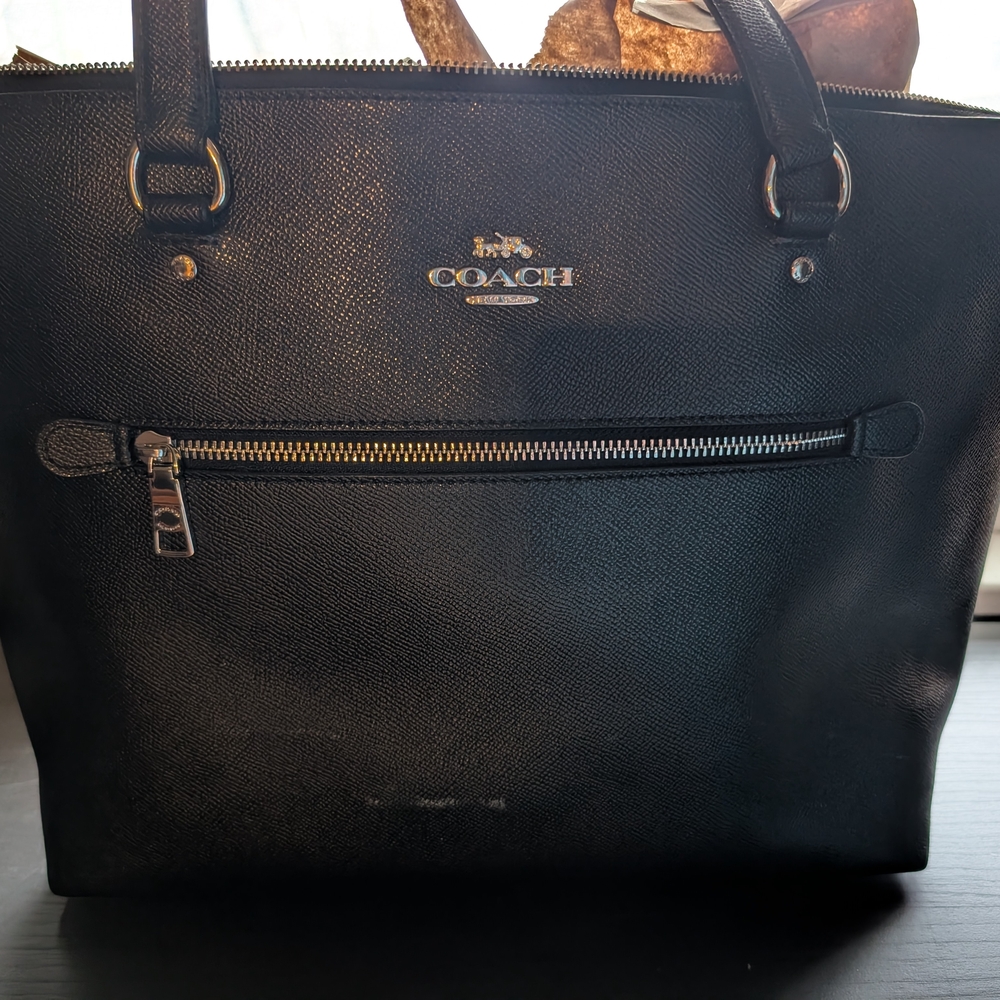 Coach Black Textured Leather Tote Bag